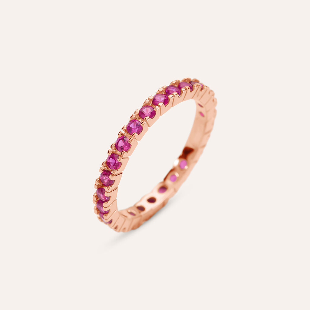 Anello Eternity Silver Rainbow Argento Rosa Cubic Zirconia