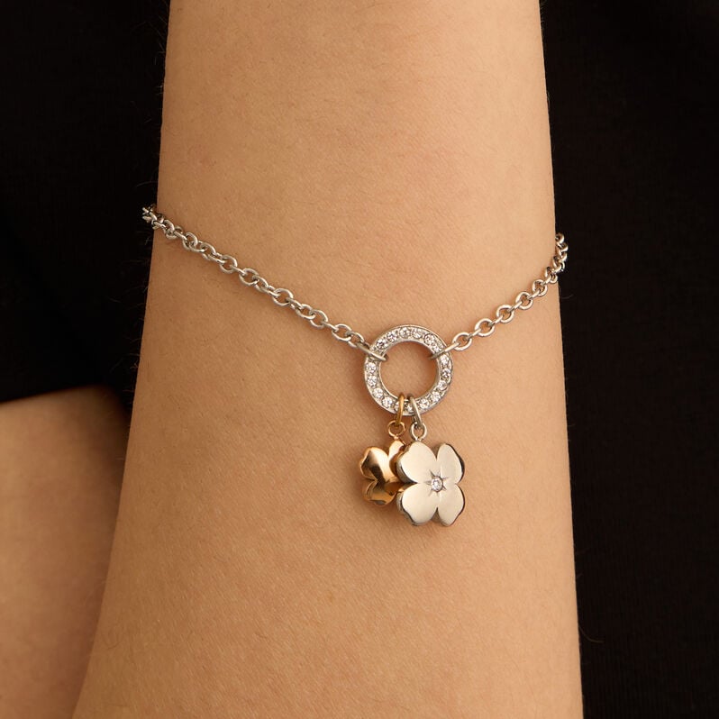 Bracciale Sunrise Acciaio Bicolore Bianco / Rosa Cristallo - Bracciali Donna | Stroili