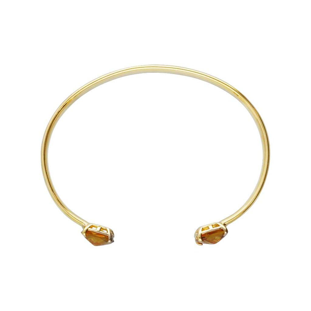 Bangle placcato oro con pietra color ambraBracciale placcato oro con pietra rossa e zirconi