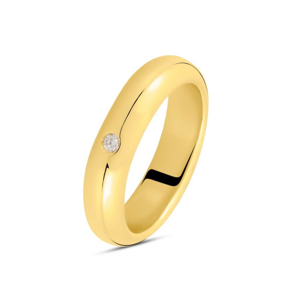 Fede Classica Leggera 5 mm Oro Giallo Diamante - Anelli con Incisione Unisex | Stroili