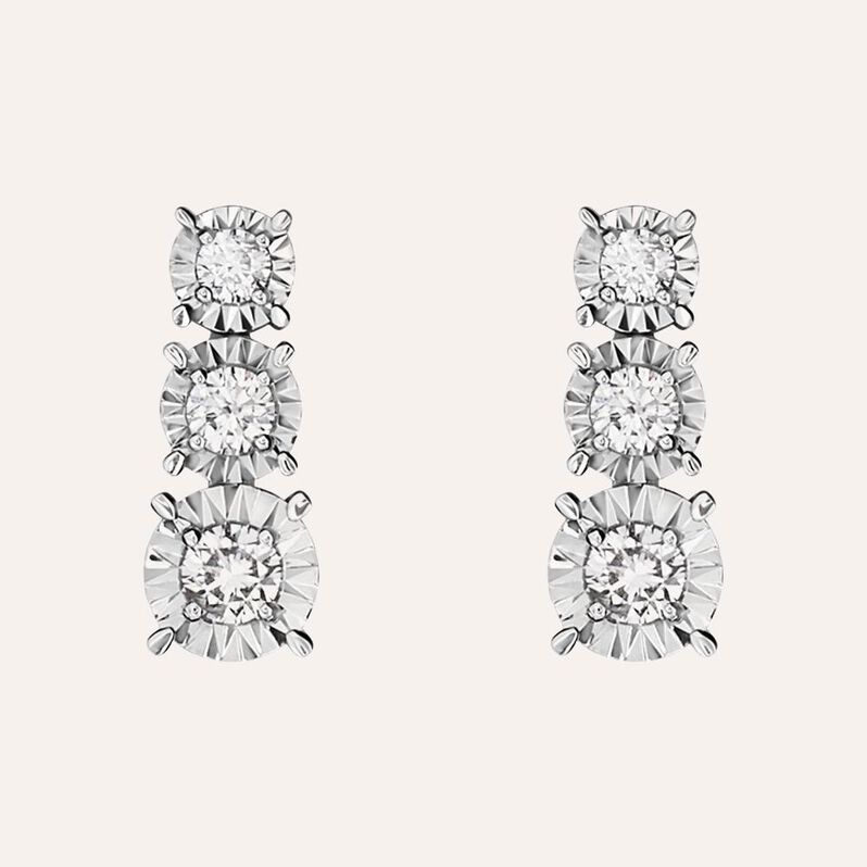 Orecchini Lobo Trilogy Diamotion Oro Bianco Diamante - Orecchini a Lobo Donna | Stroili