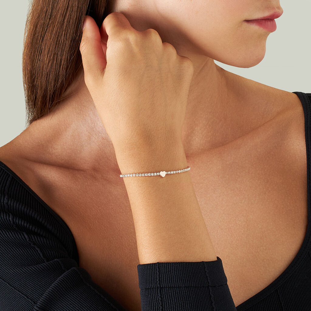 Bracciale Tennis Romantic Shine Metallo Rosa Cristallo - Bracciali Tennis Donna | Stroili