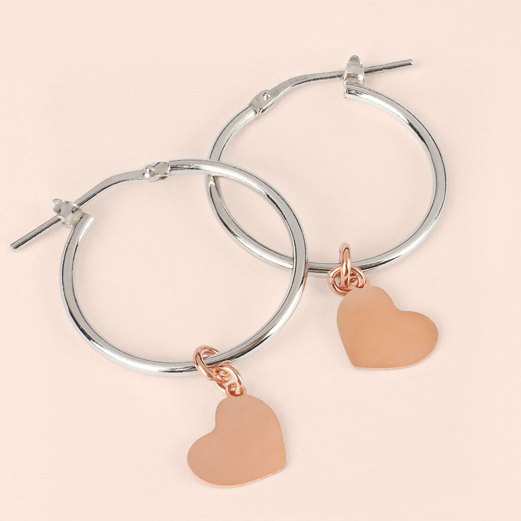 Orecchini A Cerchio Silver Collection Argento Bicolore Bianco / Rosa - Orecchini a Cerchio Donna | Stroili