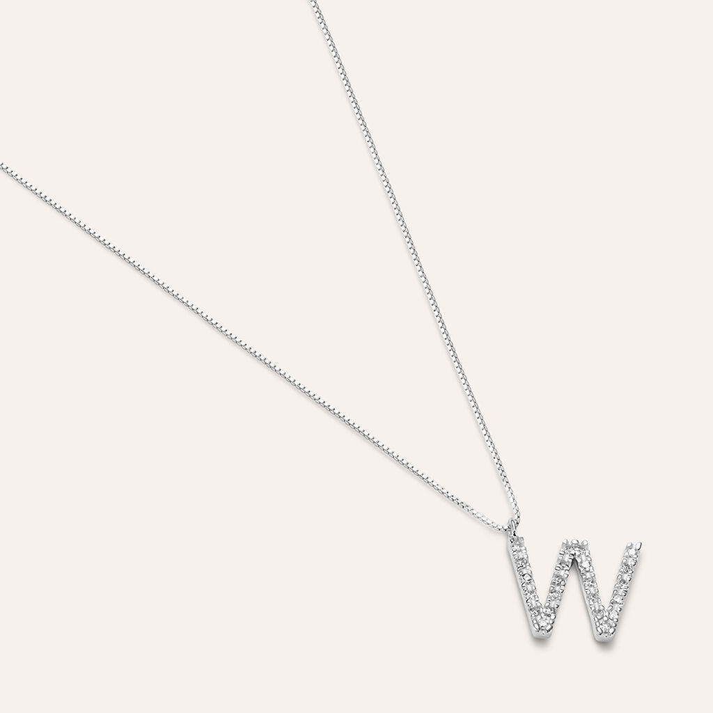 Collana Diamond Letters Oro Bianco Diamante - Collane Donna | Stroili