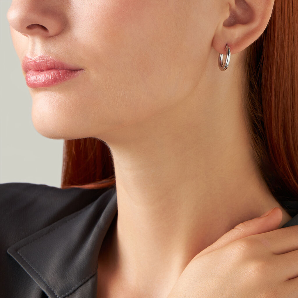 Orecchini A Cerchio Toujours Oro Bianco - Orecchini a Cerchio Donna | Stroili