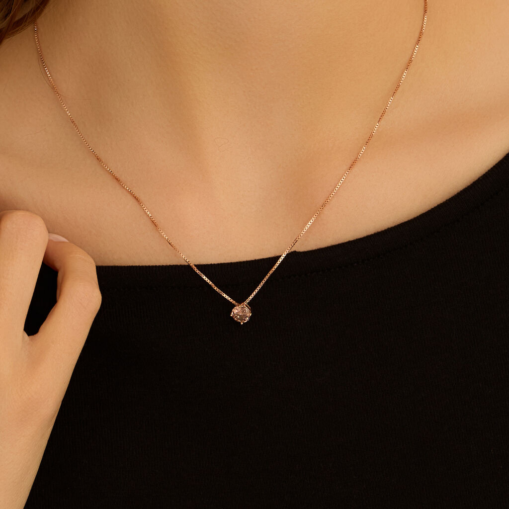 Collana Punto Luce Silver Rainbow Argento Rosato Cubic Zirconia