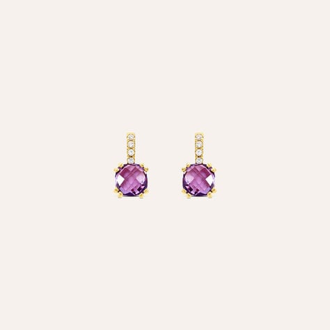 Orecchini Lobo Punto Luce Amélie Oro Giallo Ametista Cubic Zirconia - Orecchini a Lobo Donna | Stroili