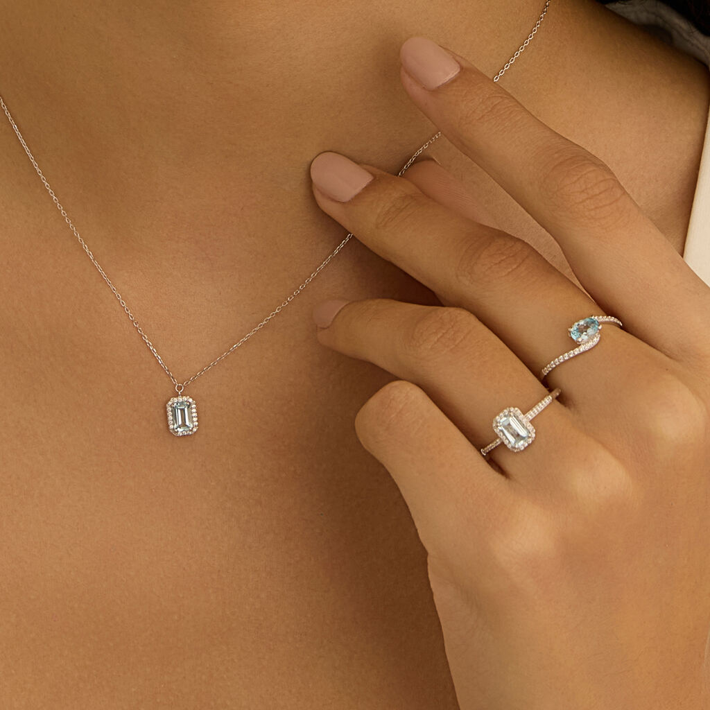 Anello Solitario Amélie Oro Bianco Topazio Cubic Zirconia