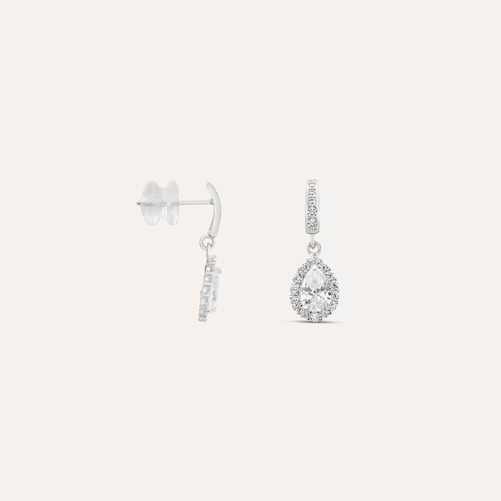 Orecchini Lobo Claire Oro Bianco Cubic Zirconia - Orecchini a Lobo Donna | Stroili