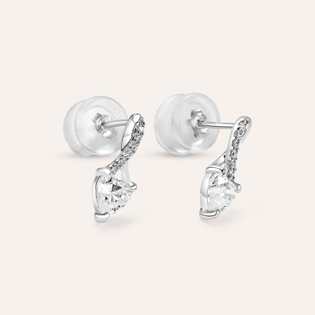 Orecchini Lobo Claire Oro Bianco Cubic Zirconia - Orecchini a Lobo Donna | Stroili