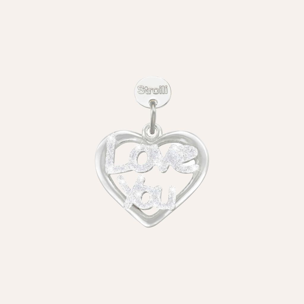 Charm in argento rodiato e glitter