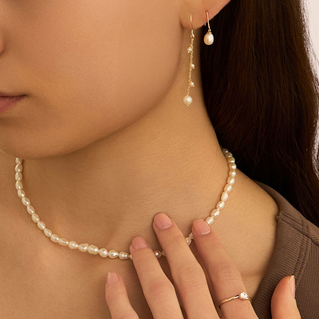 Collana Gabrielle Oro Giallo Perla D'Acqua Dolce