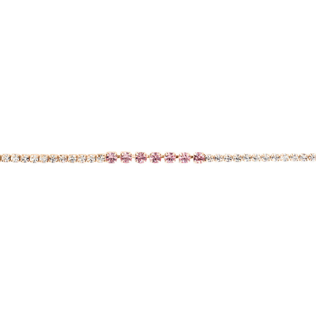 Bracciale Tennis Romantic Shine Metallo Rosa Cristallo - Bracciali Tennis Donna | Stroili