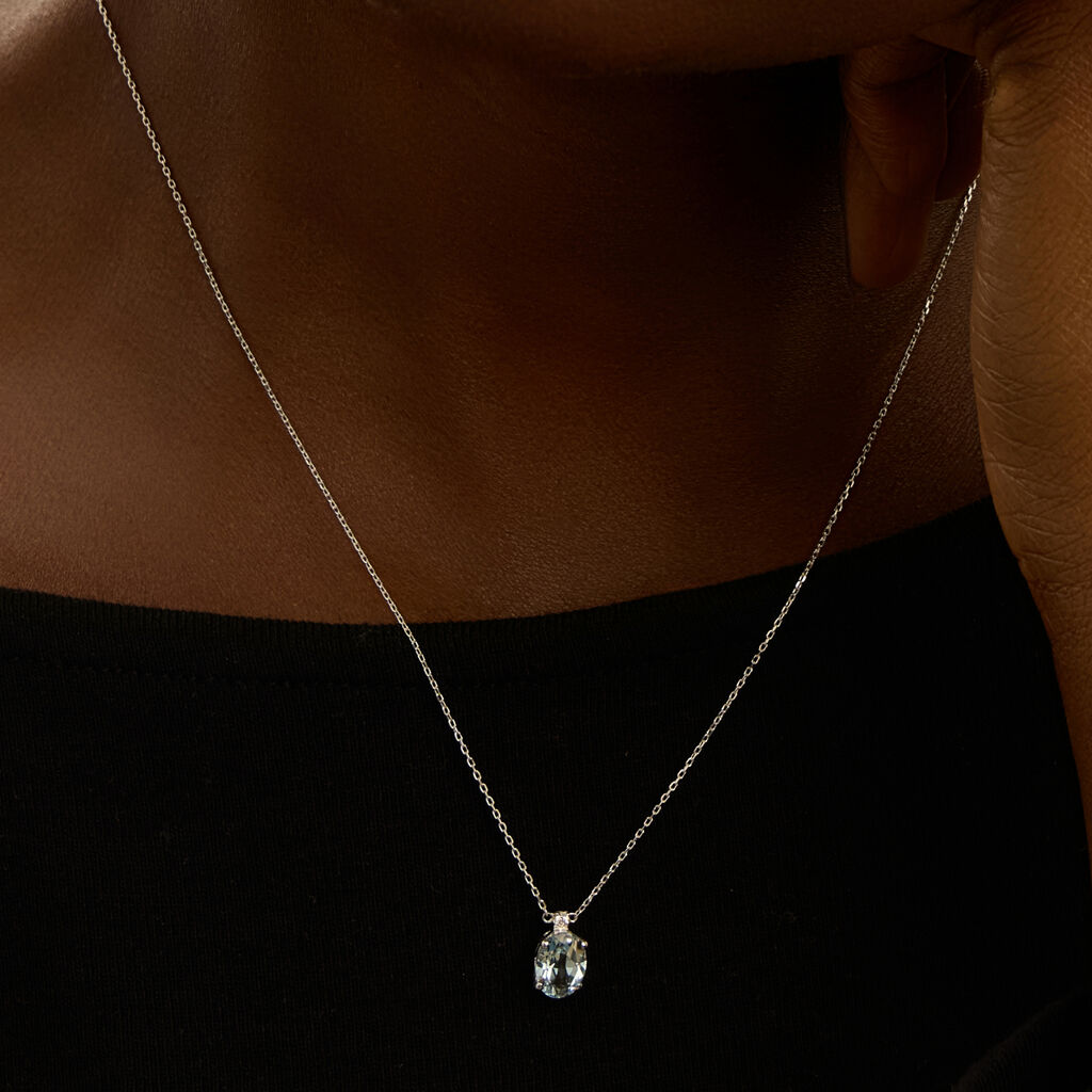 Collana Punto Luce Amélie Oro Bianco Topazio Cubic Zirconia