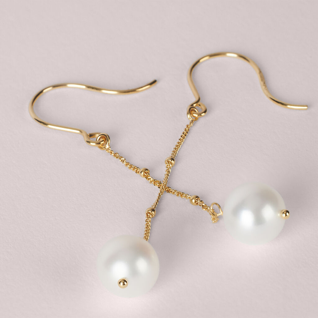 Orecchini Pendenti Gabrielle Oro Giallo Perla D'Acqua Dolce