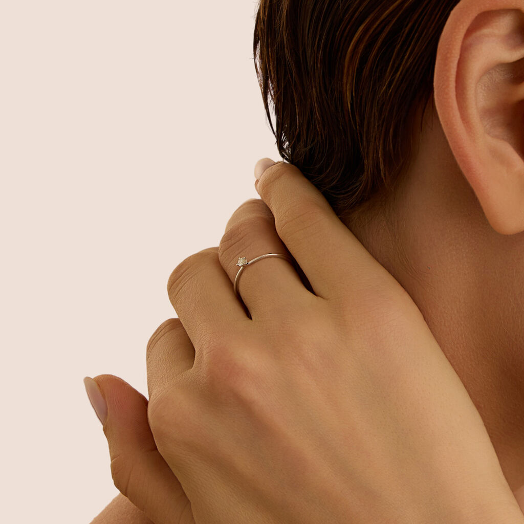 Anello Solitario Grace Oro Bianco Diamante