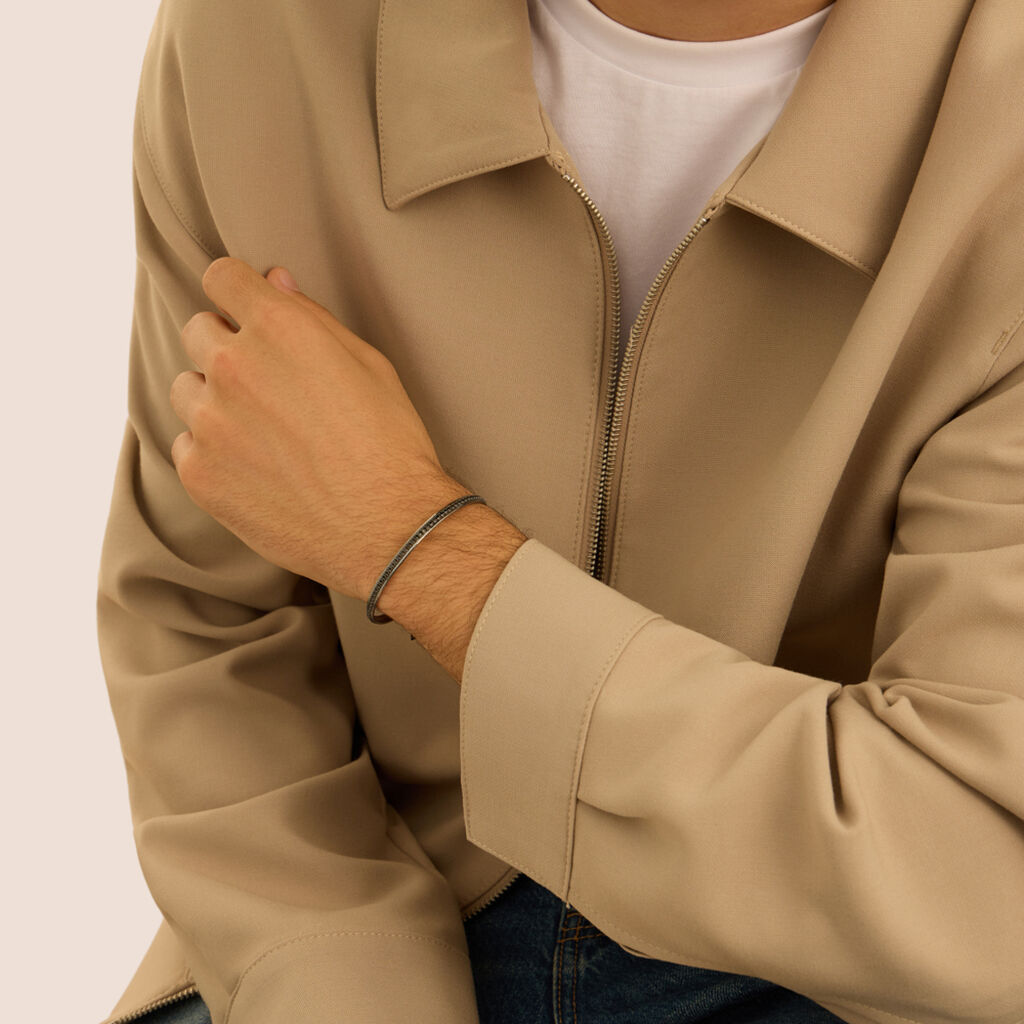 Bracciale Tennis Gentleman Argento Nero Cubic Zirconia