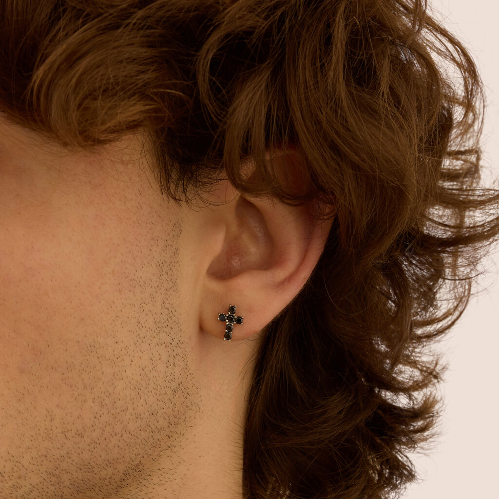 Orecchini Lobo Man Code Acciaio Cristallo