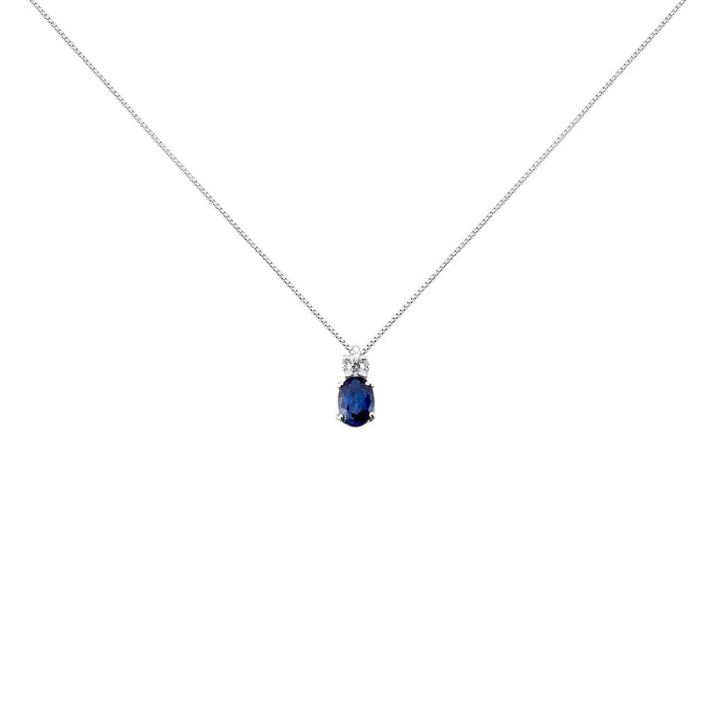 Collana Punto Luce Elizabeth Crown Oro Bianco Zaffiro Diamante - Collane Punto Luce Donna | Stroili