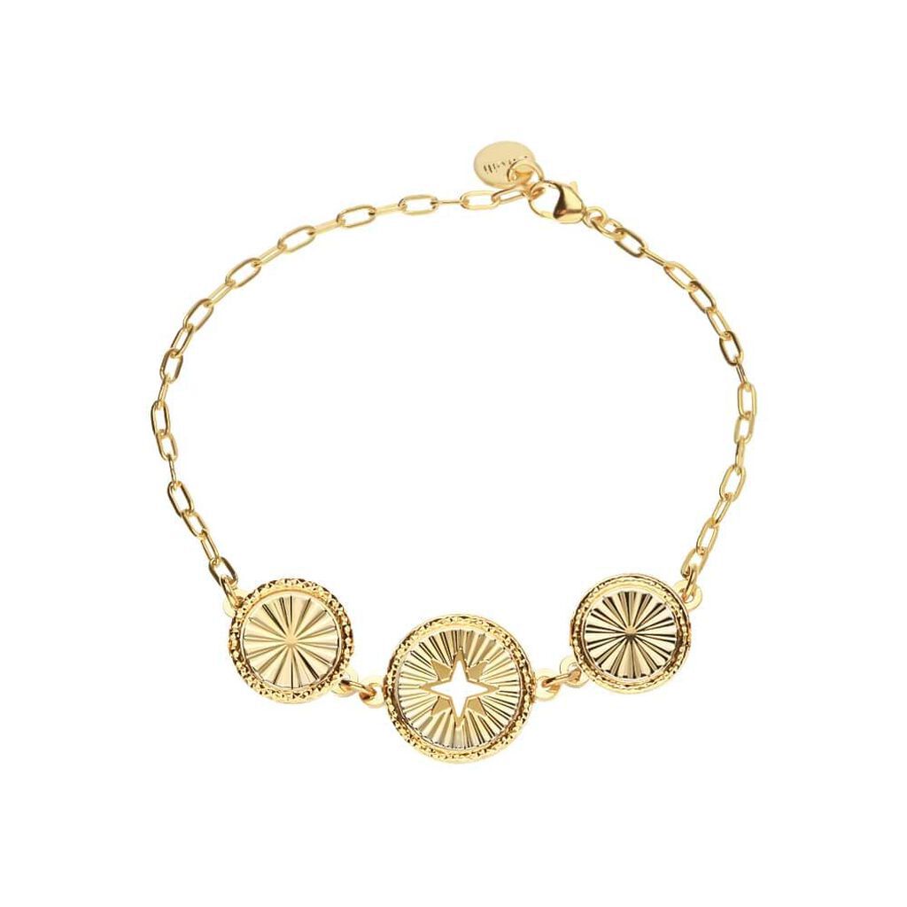 Bracciale con charms rosa dei venti e raggi in bronzo dorato - Bracciali Donna | Stroili