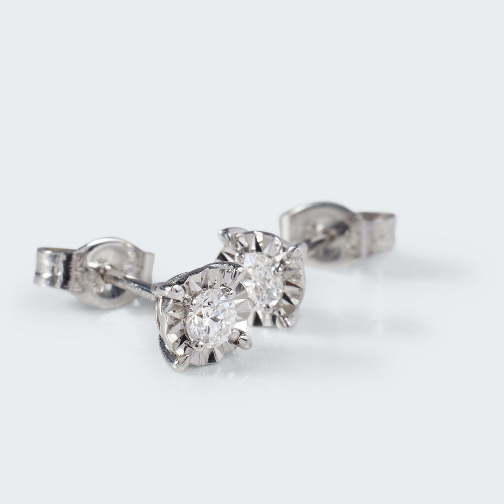Orecchini Lobo Punto Luce Diamotion Oro Bianco Diamante - Orecchini a Lobo Donna | Stroili