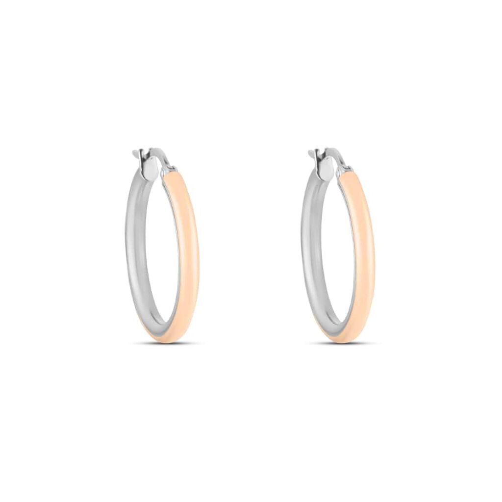 Orecchini A Cerchio Lady Code Acciaio Bicolore Bianco / Rosa - Orecchini a Cerchio Donna | Stroili