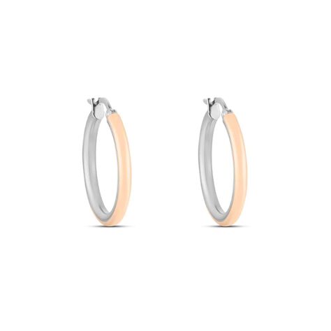 Orecchini A Cerchio Lady Code Acciaio Bicolore Bianco / Rosa - Orecchini a Cerchio Donna | Stroili
