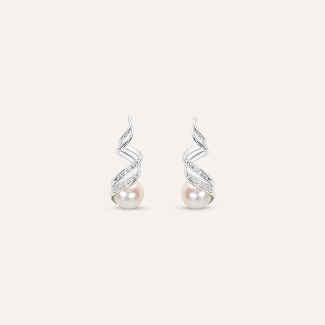 Orecchini Pendenti Gold Pearls Oro Bianco Perla D'Acqua Dolce Diamante - Orecchini Pendenti Donna | Stroili
