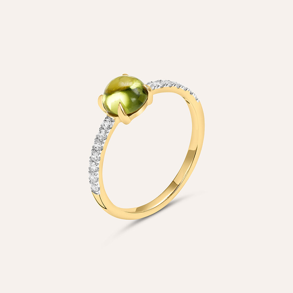 Anello Solitario Amélie Oro Giallo Peridoto Cubic Zirconia