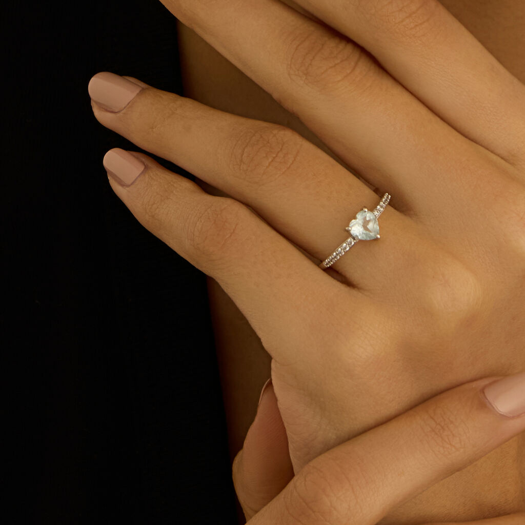 Anello Solitario Amélie Oro Bianco Topazio Cubic Zirconia