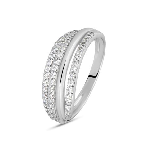 Anello Fascia Claire Oro Bianco Cubic Zirconia - Anelli a Fascia Larga Donna | Stroili