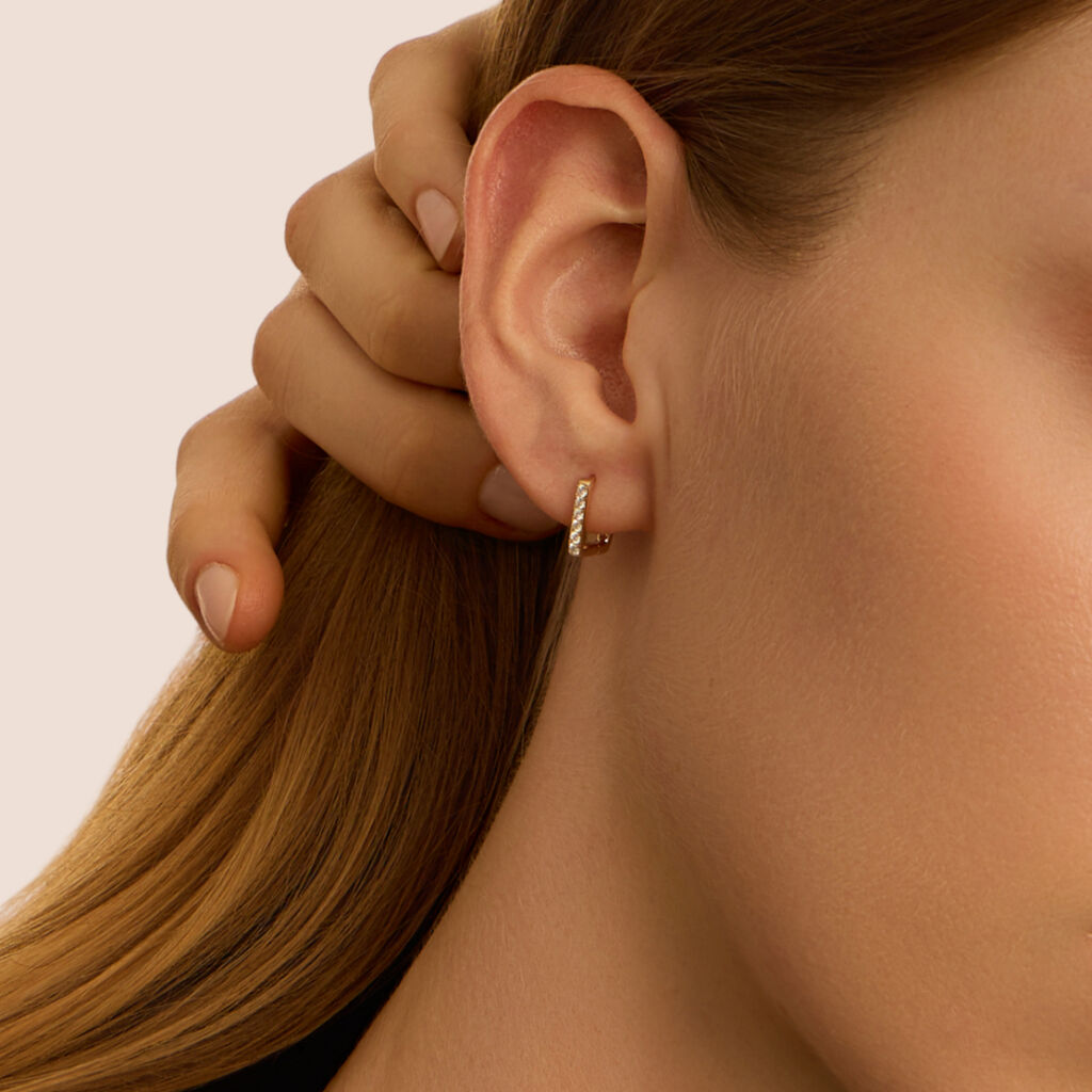 Orecchini A Cerchio Diamade Glam Oro Giallo Diamante Lab-Grown