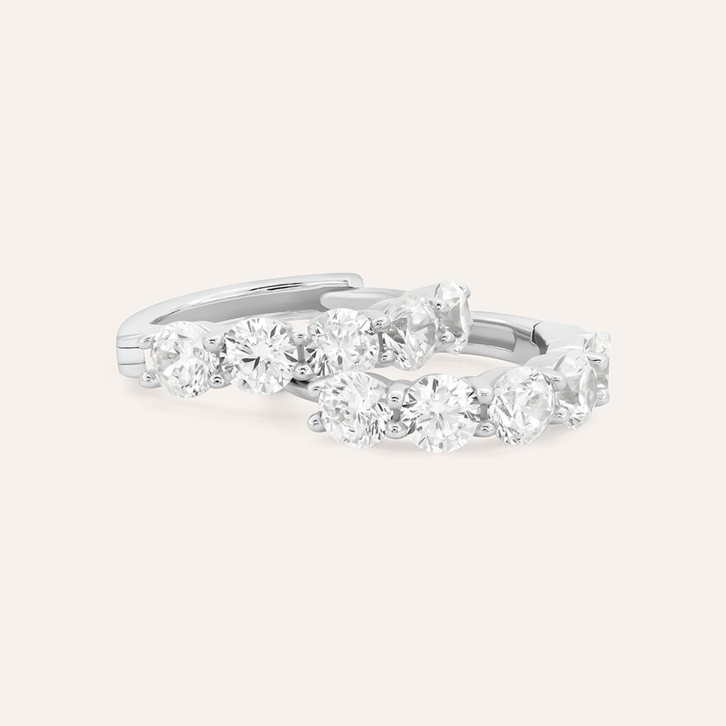 Orecchini A Cerchio Claire Oro Bianco Cubic Zirconia - Orecchini a Cerchio Donna | Stroili
