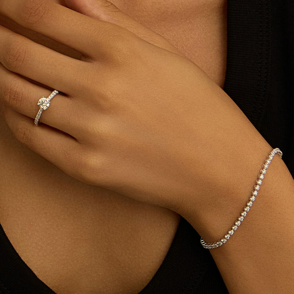 Anello Solitario Diamade Oro Bianco Diamante Lab-Grown