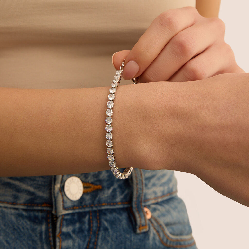 Bracciale Tennis Romantic Shine Metallo Cristallo - Bracciali Tennis Donna | Stroili