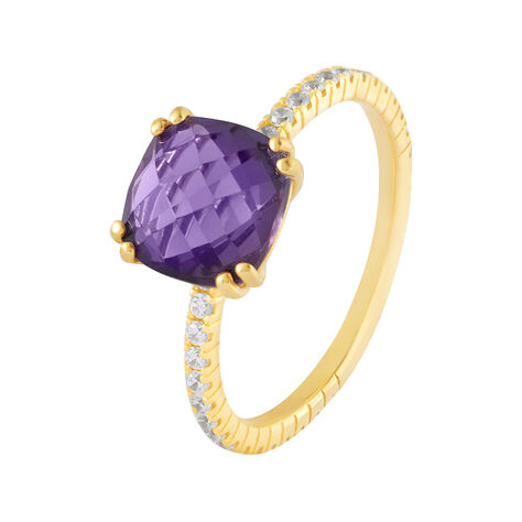 Anello Solitario Amélie Oro Giallo Ametista Cubic Zirconia - Anelli con Pietre Donna | Stroili