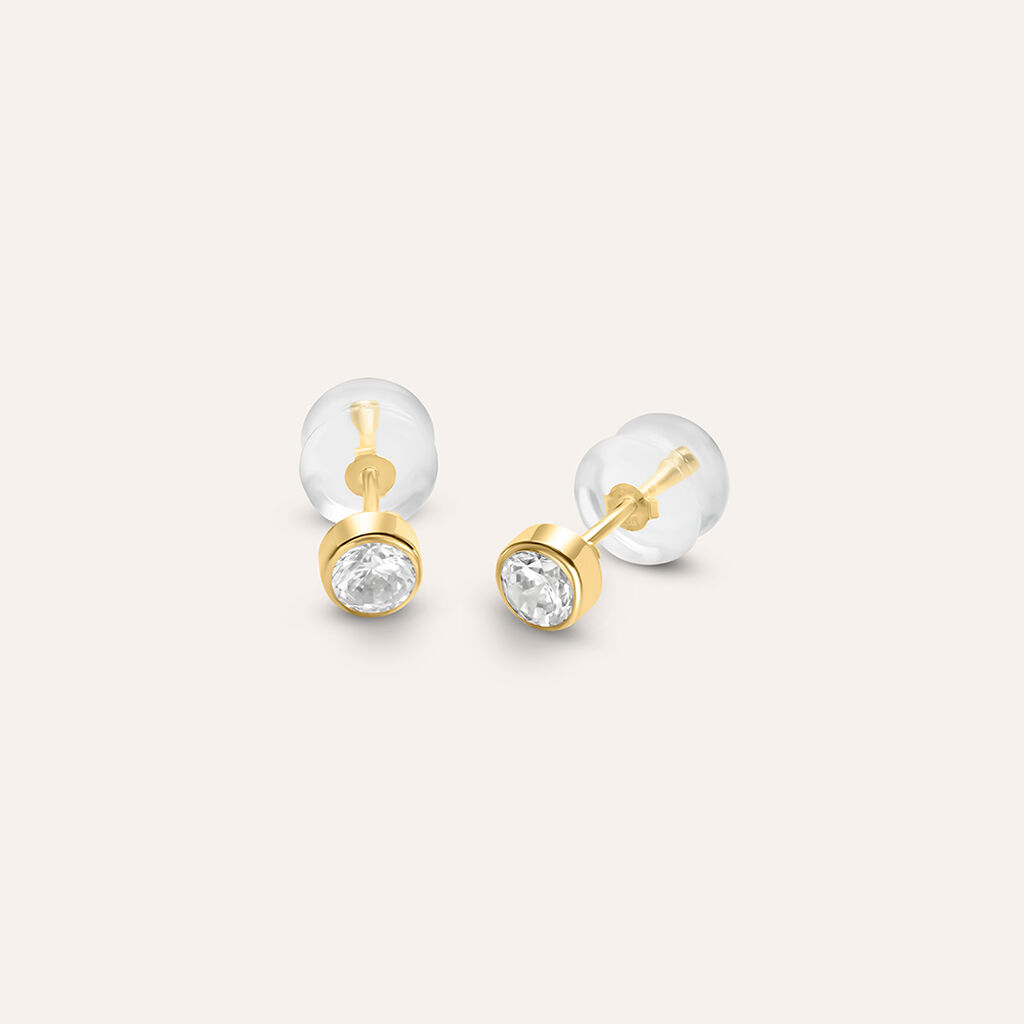 Orecchini Lobo Punto Luce Bon Ton Oro Giallo Cubic Zirconia