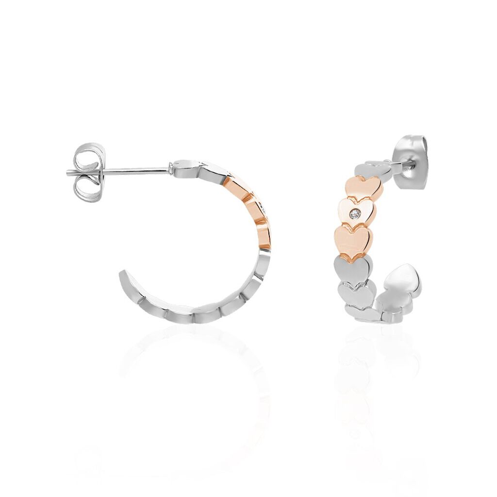 Orecchini a cerchio Lady Chic Acciaio Bicolore Cuore e Cristalli