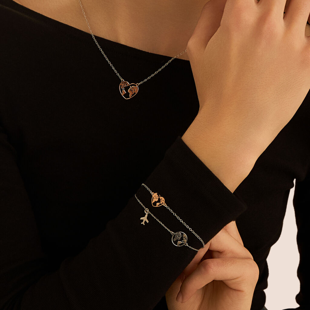 Bracciale Silver Collection Argento Bicolore Bianco / Rosa