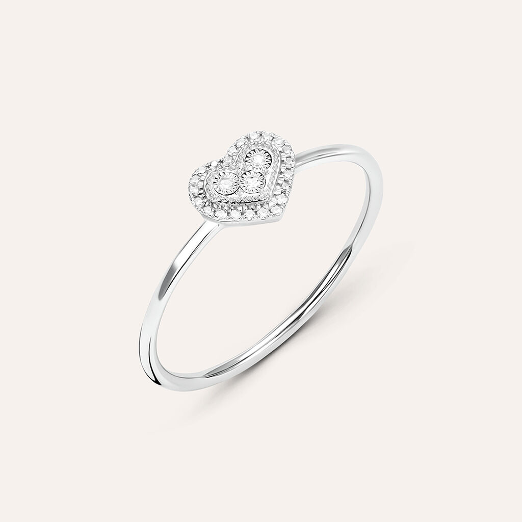 Anello Cuore Sophia Oro Bianco E Diamante