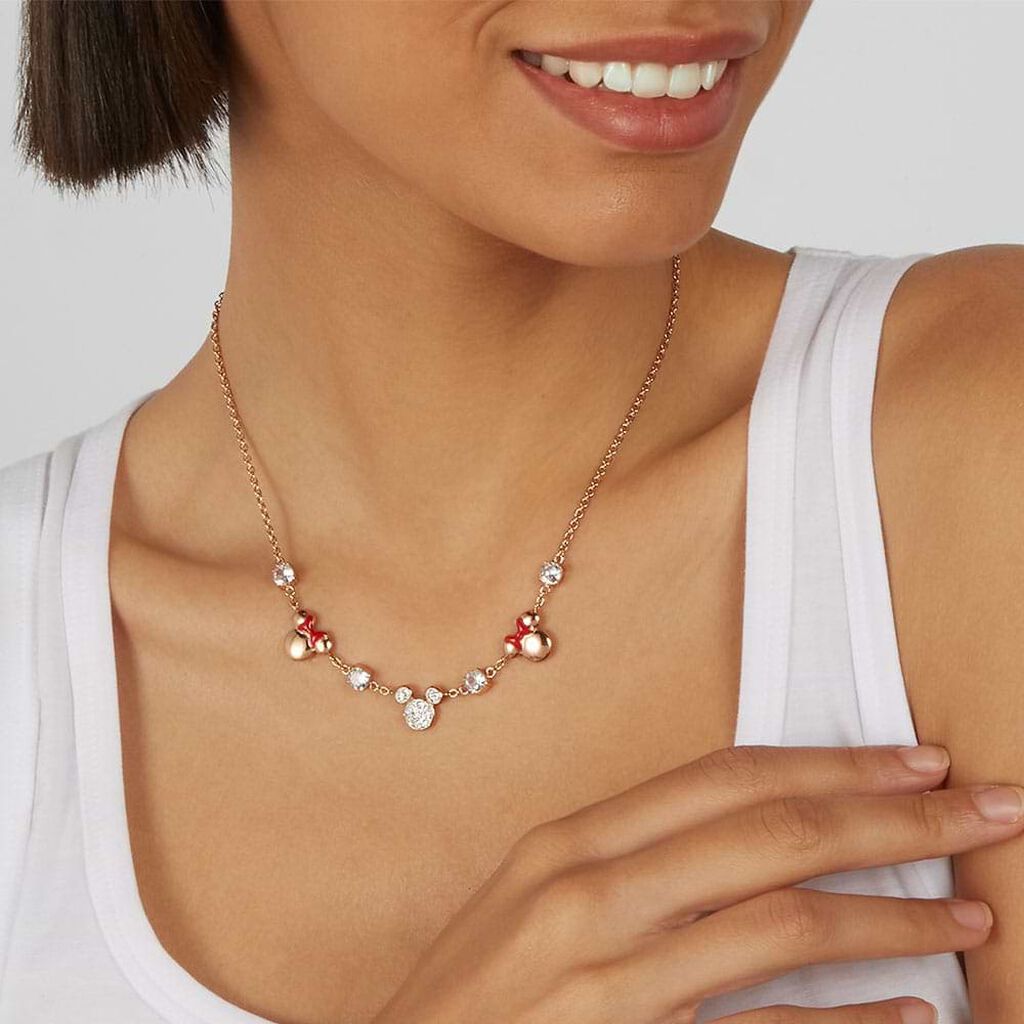 Collana Mickey Mouse & Friends Acciaio Rosa Cristallo - Collane Donna | Stroili