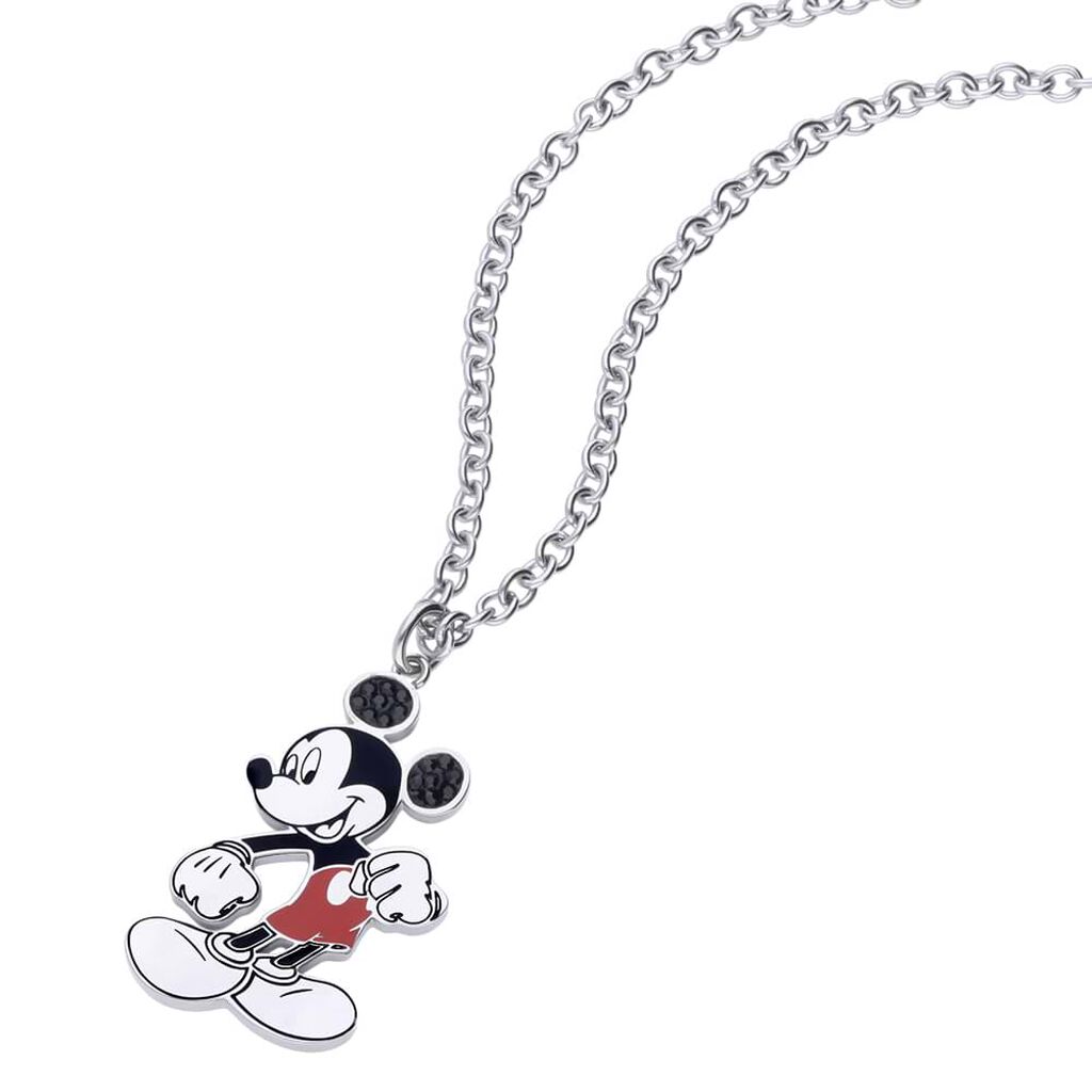 Collana in acciaio con ciondolo Topolino e strass neri - Collane Donna | Stroili