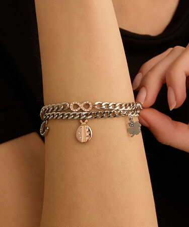 Bracciale Sunrise Acciaio Bicolore Bianco / Rosa Cristallo