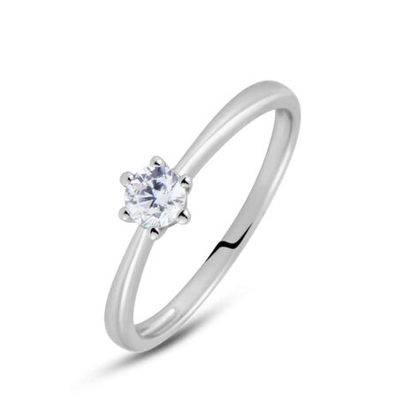 Anello Solitario Claire Oro Bianco Zircone - Anelli con Pietre Donna | Stroili