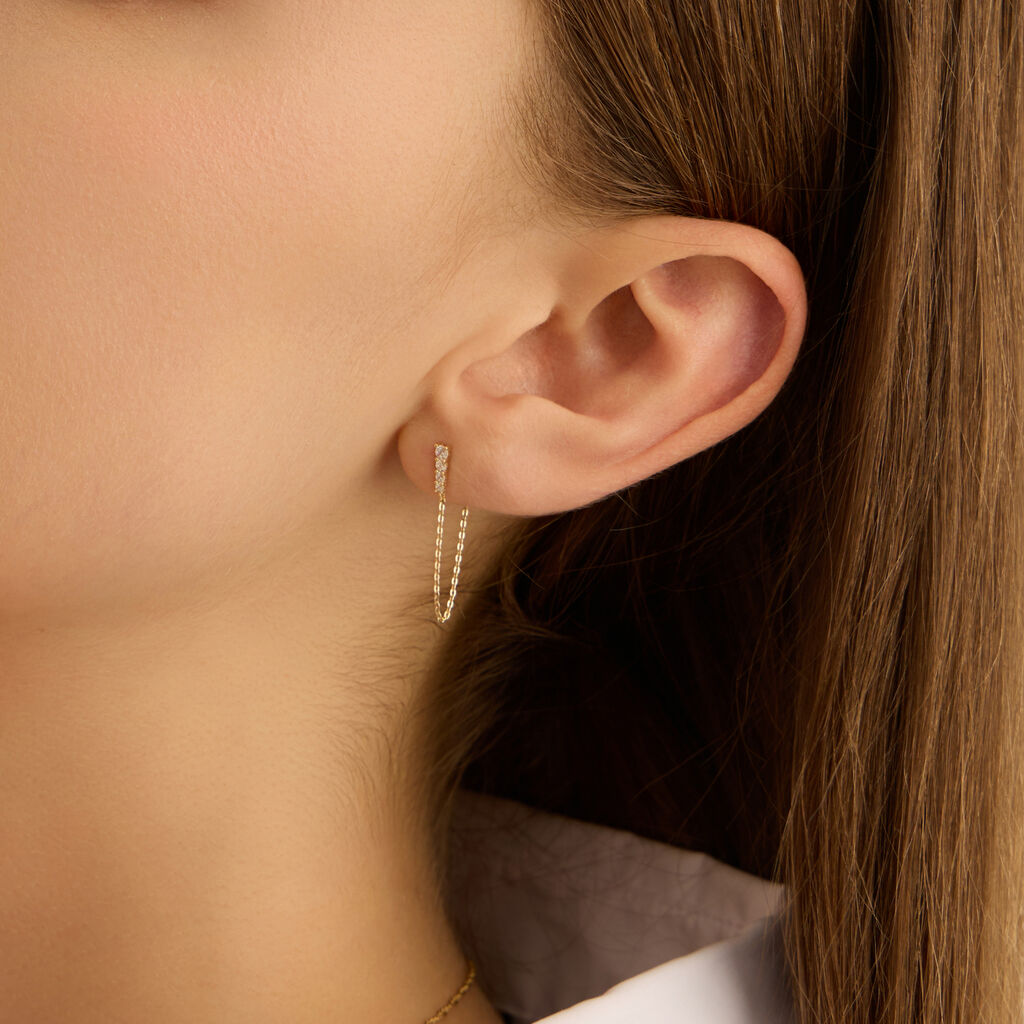 Mono Orecchino Lobo Bon Ton Oro Giallo Cubic Zirconia