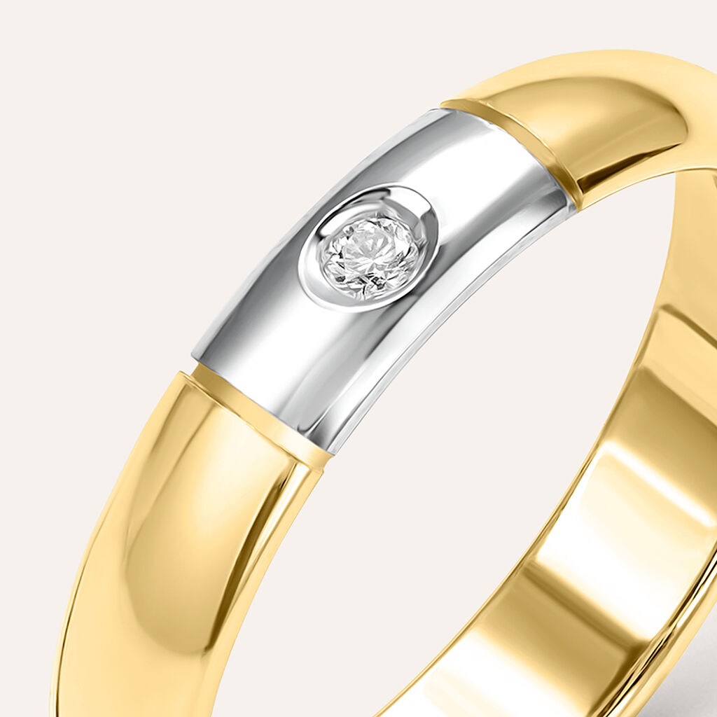 Fede Classica 4 mm Oro Bicolore Diamante - Anelli con Incisione Unisex | Stroili