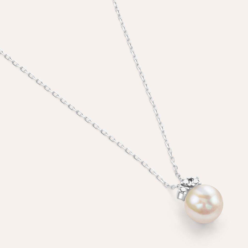 Collana Gold Pearls Oro Bianco Perla D'Acqua Dolce Diamante - Gioielli Donna | Stroili