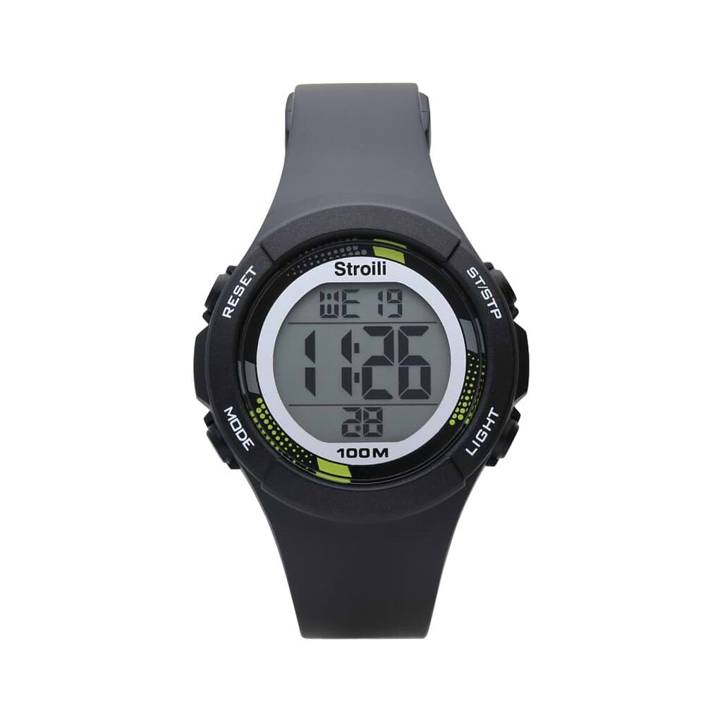 Baltimora Cronografo digitale in silicone nero e acciaio