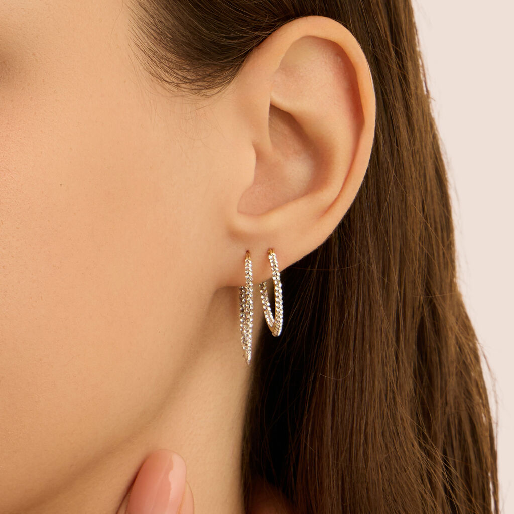 Orecchini A Cerchio Toujours Oro Giallo Cristallo