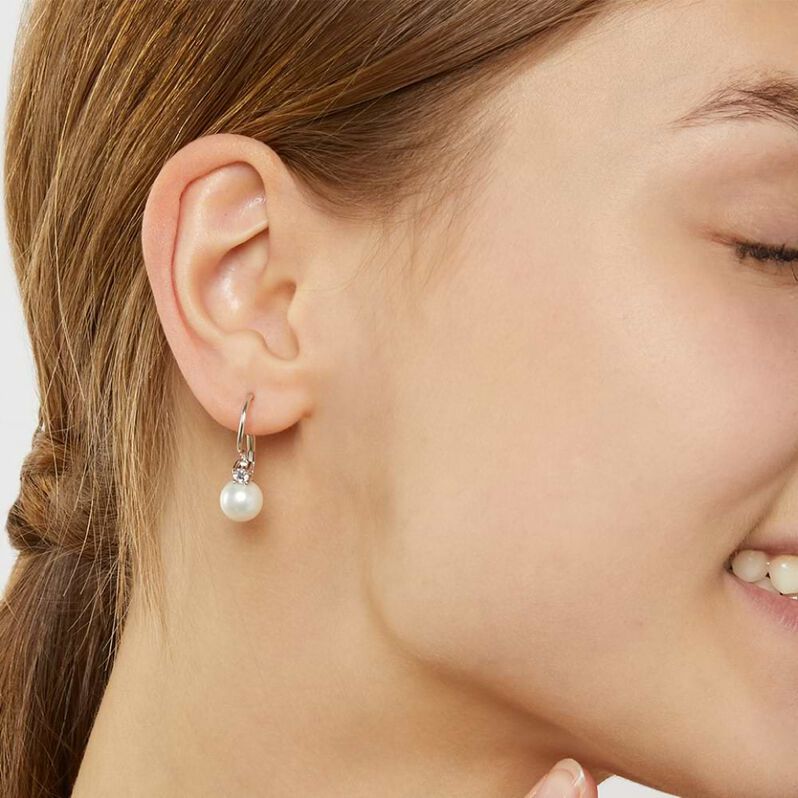 Orecchini Pendenti Silver Pearls Argento Rodiato Perla sintentica Cubic Zirconia - Gioielli Scontati Donna | Stroili